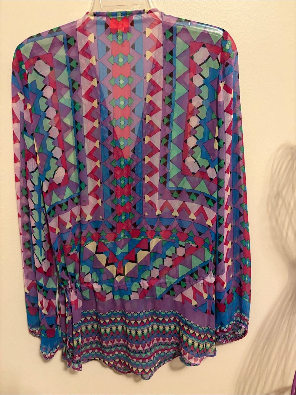Hale Bob Purple Multi Geometric Sheer Silk Tunic/Coverup - Picture 11 of 12